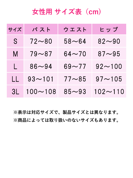 適応サイズ表を拡大表示