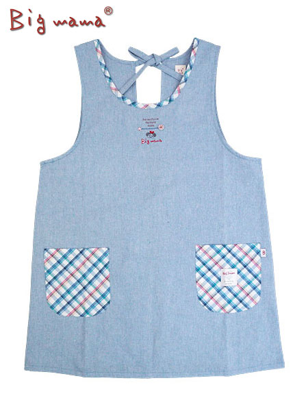 Big mama(ビッグママ) ラン型エプロン 無地 後ろひも調節タイプ