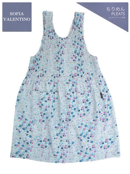 SOFIA VALENTINO(ソフィア ヴァレンチノ) ちりめんプリーツエプロン 花柄