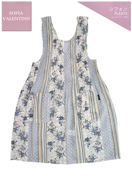 SOFIA VALENTINO(ソフィア ヴァレンチノ) シフォンプリーツエプロン 花ドット柄