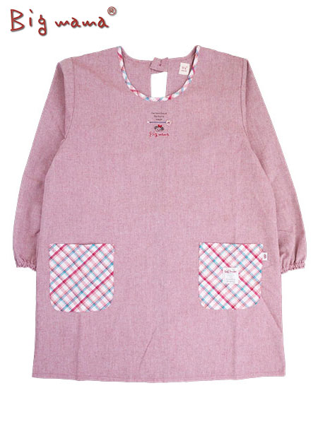 Big mama(ビッグママ) 割烹着 無地＆チェック柄 後ろ開き