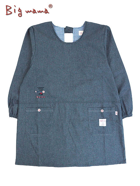 Big mama(ビッグママ) 割烹着 デニム 後ろ開き