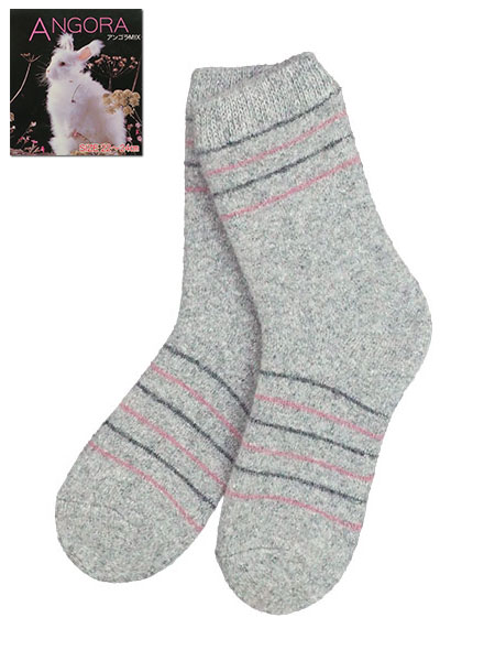 婦人ホームカバー アンゴラＭＩＸ 16.5cm丈 ボーダー柄