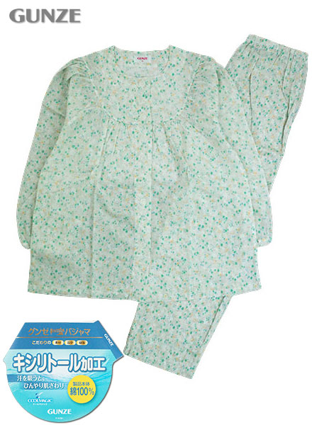 グンゼ クールマジック 婦人長袖・長パンツパジャマ キシリトール加工 綿100%ソフト楊柳