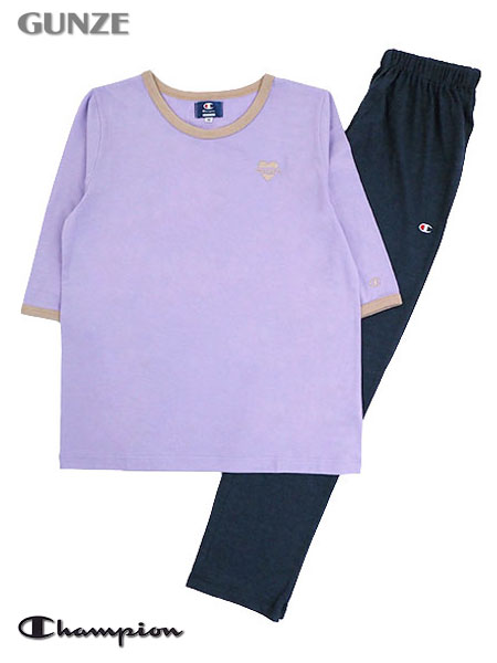 グンゼ Champion(チャンピオン)婦人7分袖・長パンツパジャマ ハートのロゴ