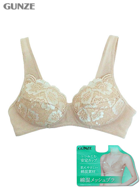 グンゼ ノンワイヤーブラジャー 綿混メッシュ