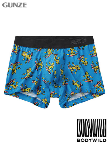 グンゼ BODYWILD 紳士ボクサーパンツ(前とじ) 吸汗速乾 ボーディングキャット柄