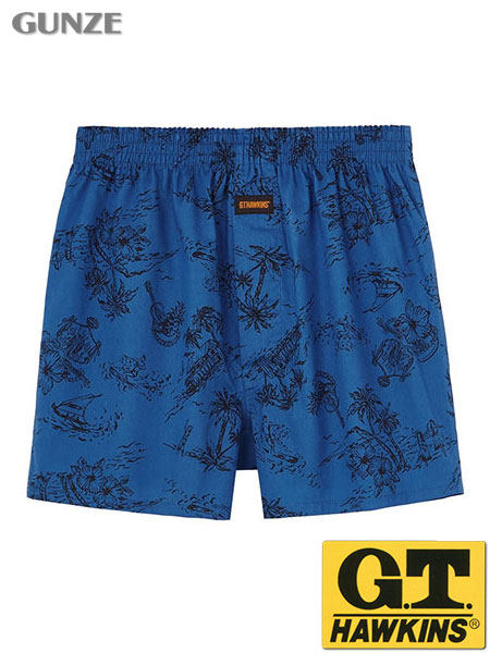 GUNZE(グンゼ)G.T.HAWKINS(GTホーキンス)紳士トランクス(前あき)ハワイアン柄