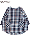 naturic 婦人タブリエ割烹着 チェック柄 cotton100% 袖口リブの詳細画面へ