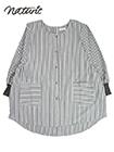 naturic 婦人タブリエ前あきスモック ストライプ柄 cotton100% 袖口リブの詳細画面へ