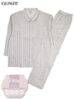 グンゼ キレイラボ 婦人長袖・長パンツパジャマ ストライプ柄 綿100%ガーゼ素材 襟付きの詳細画面へ